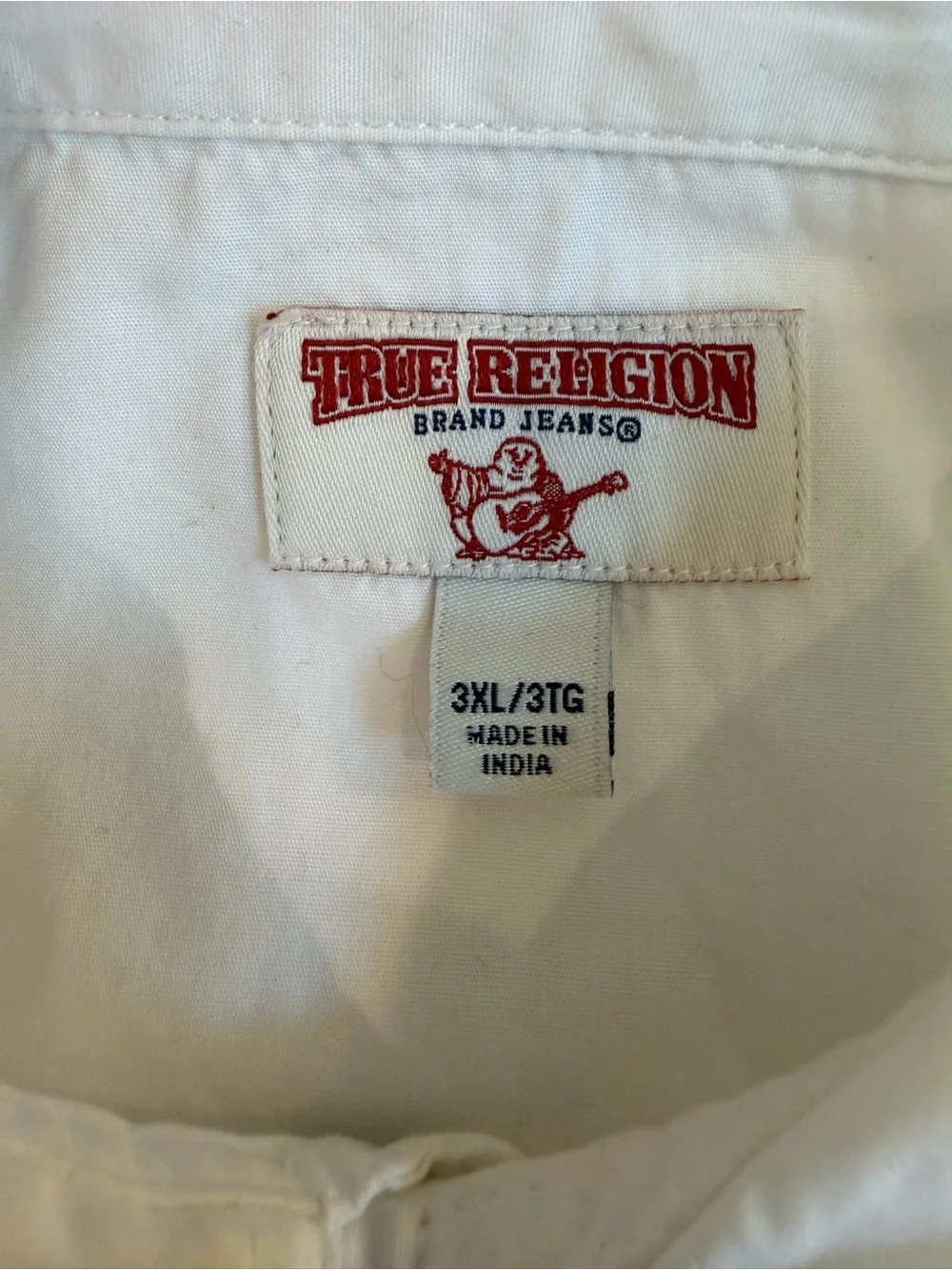 True Religion Big T Western Pearl Snap Shirt White Contrast Stitch 3XL